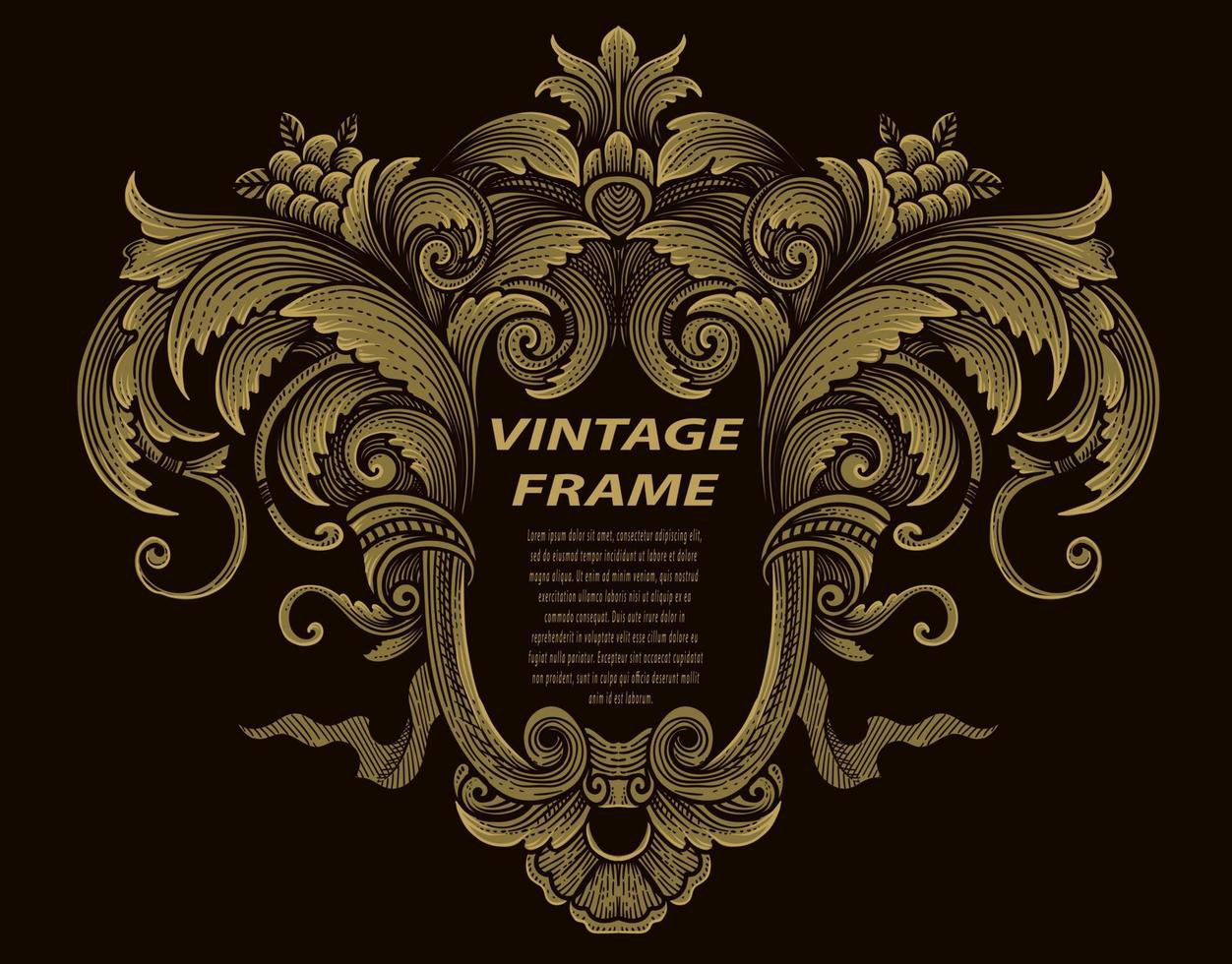 Isolated frames in baroque antique style. engraving ornament frames. vector