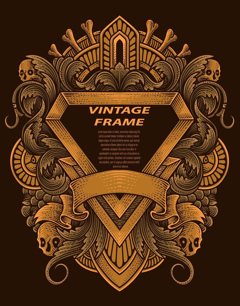 Isolated frames in baroque antique style. engraving ornament frames. vector