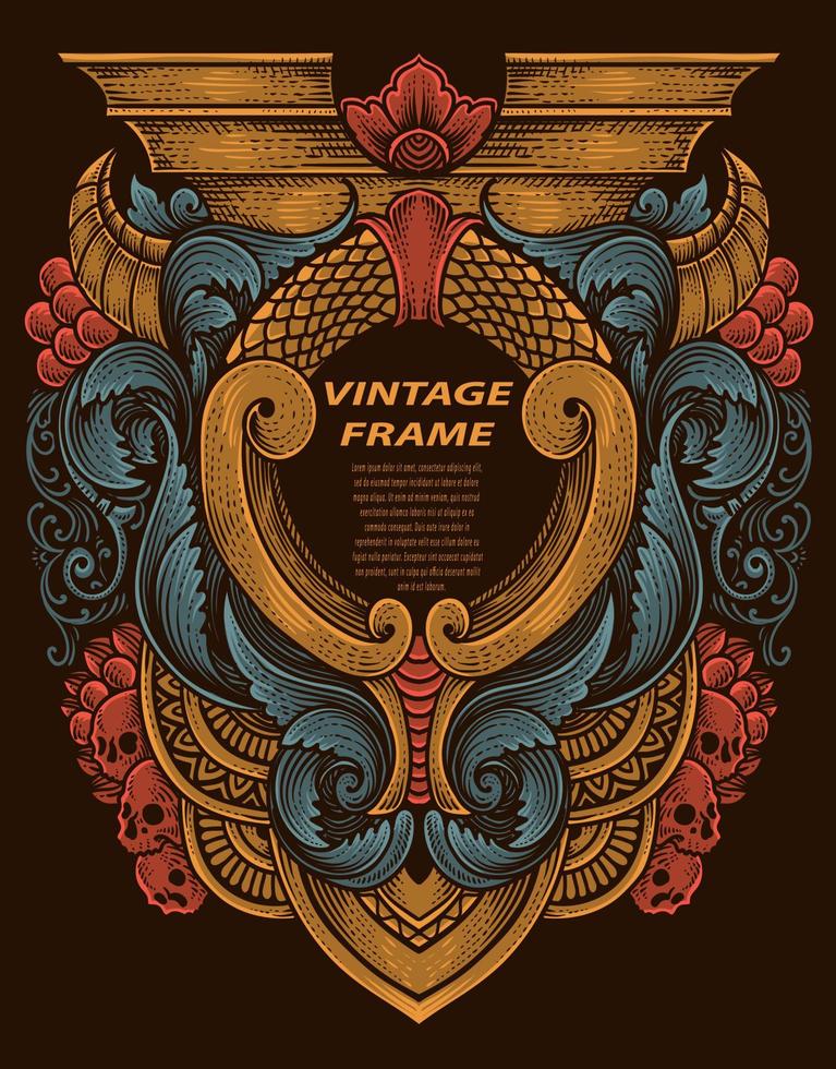 Isolated frames in baroque antique style. engraving ornament frames. vector