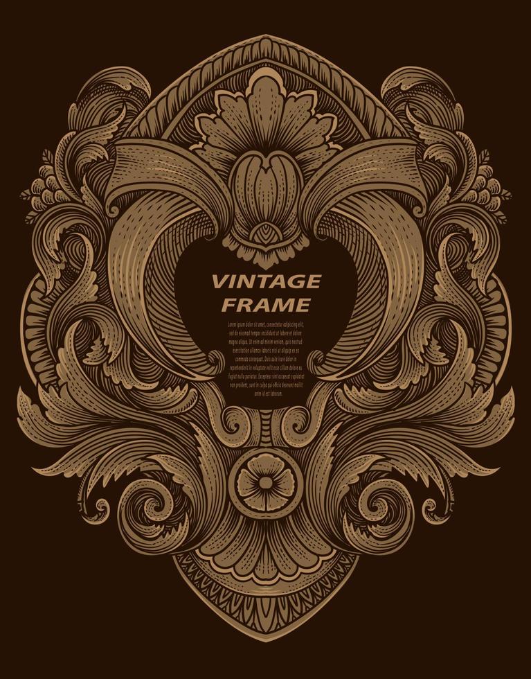 Isolated frames in baroque antique style. engraving ornament frames. vector