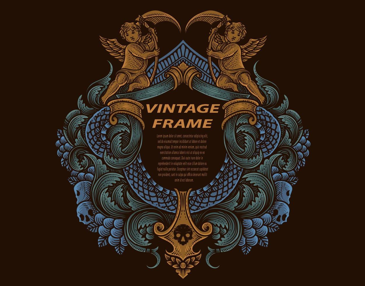 Isolated frames in baroque antique style. engraving ornament frames. vector