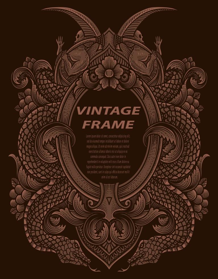 Isolated frames in baroque antique style. engraving ornament frames. vector