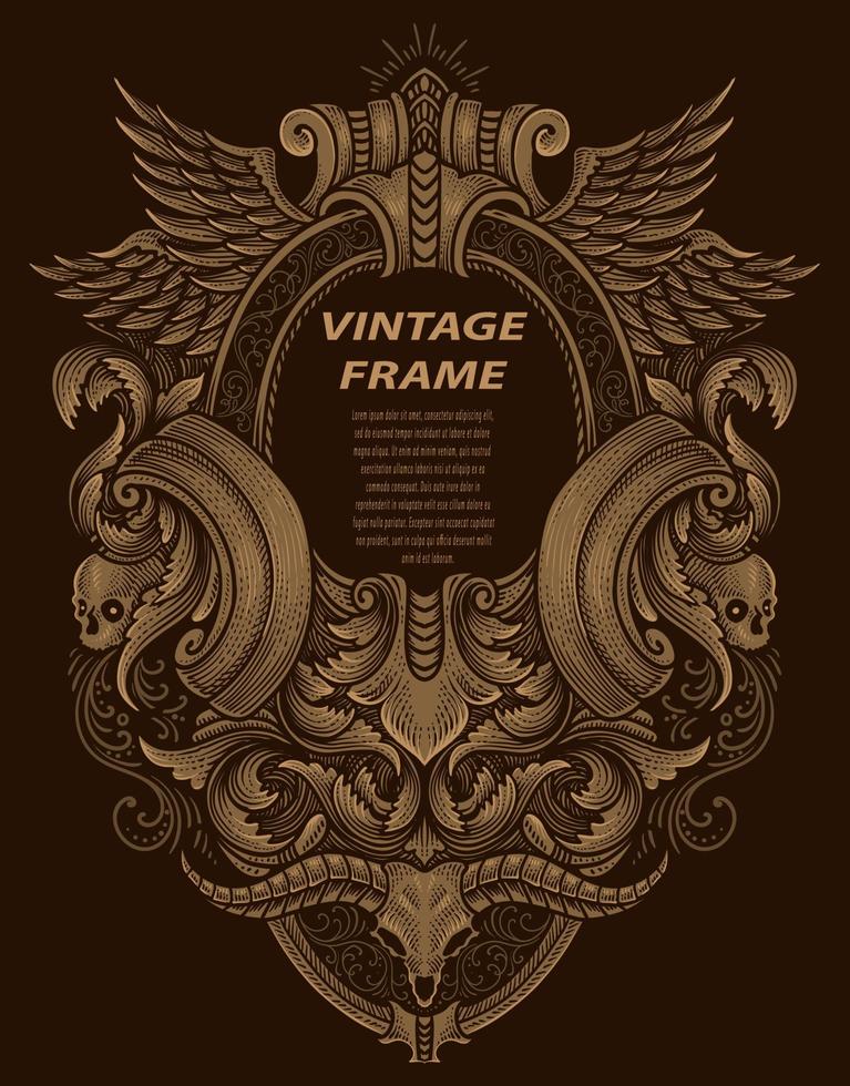 Isolated frames in baroque antique style. engraving ornament frames. vector