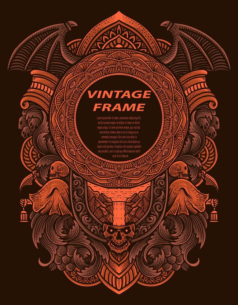Isolated frames in baroque antique style. engraving ornament frames. vector