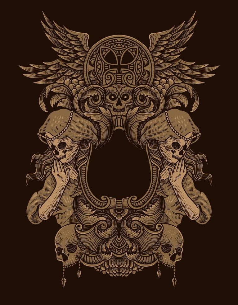 Isolated frames in baroque antique style. engraving ornament frames. vector