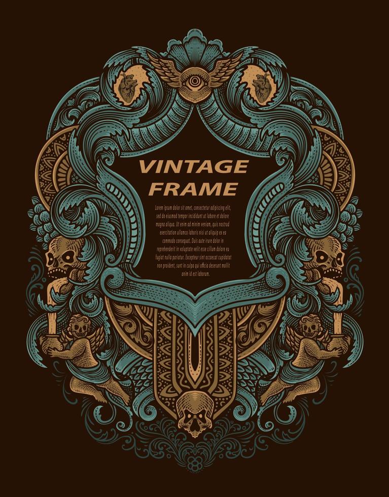 Isolated frames in baroque antique style. engraving ornament frames. vector