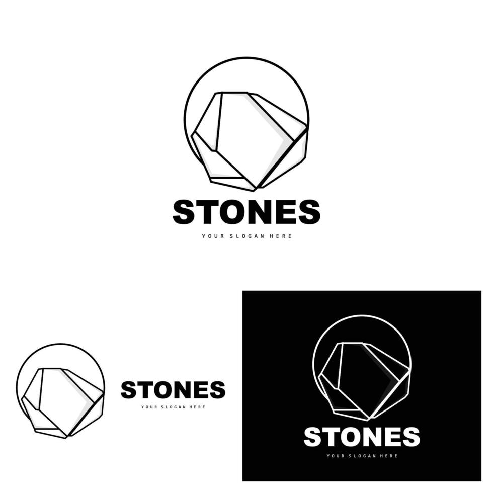 Stone Logo, Vector Stone Modern With Geometry Line Style, Design For Aesthetic Decoration, Brand Modern Product, Simple Icon Abstract Aesthetic Geometry Line