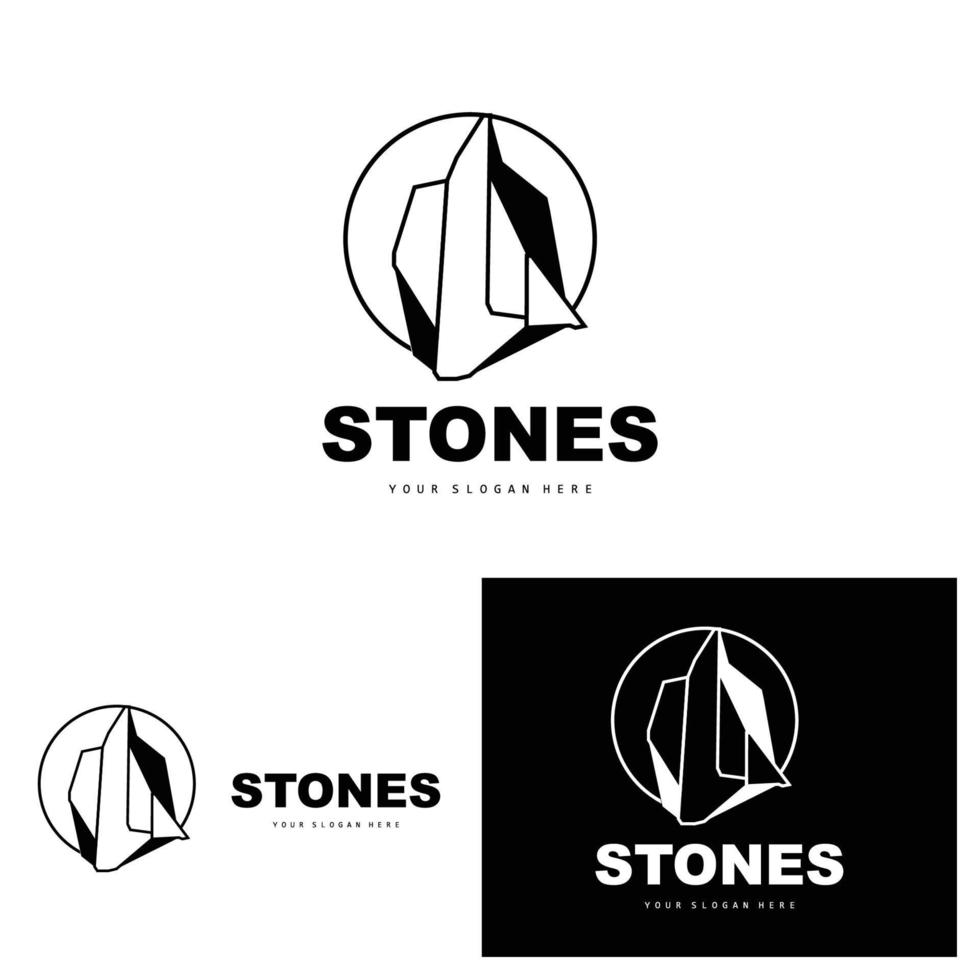 Stone Logo, Vector Stone Modern With Geometry Line Style, Design For Aesthetic Decoration, Brand Modern Product, Simple Icon Abstract Aesthetic Geometry Line