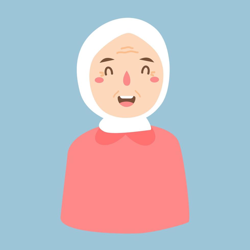 happy old woman with hijab vector