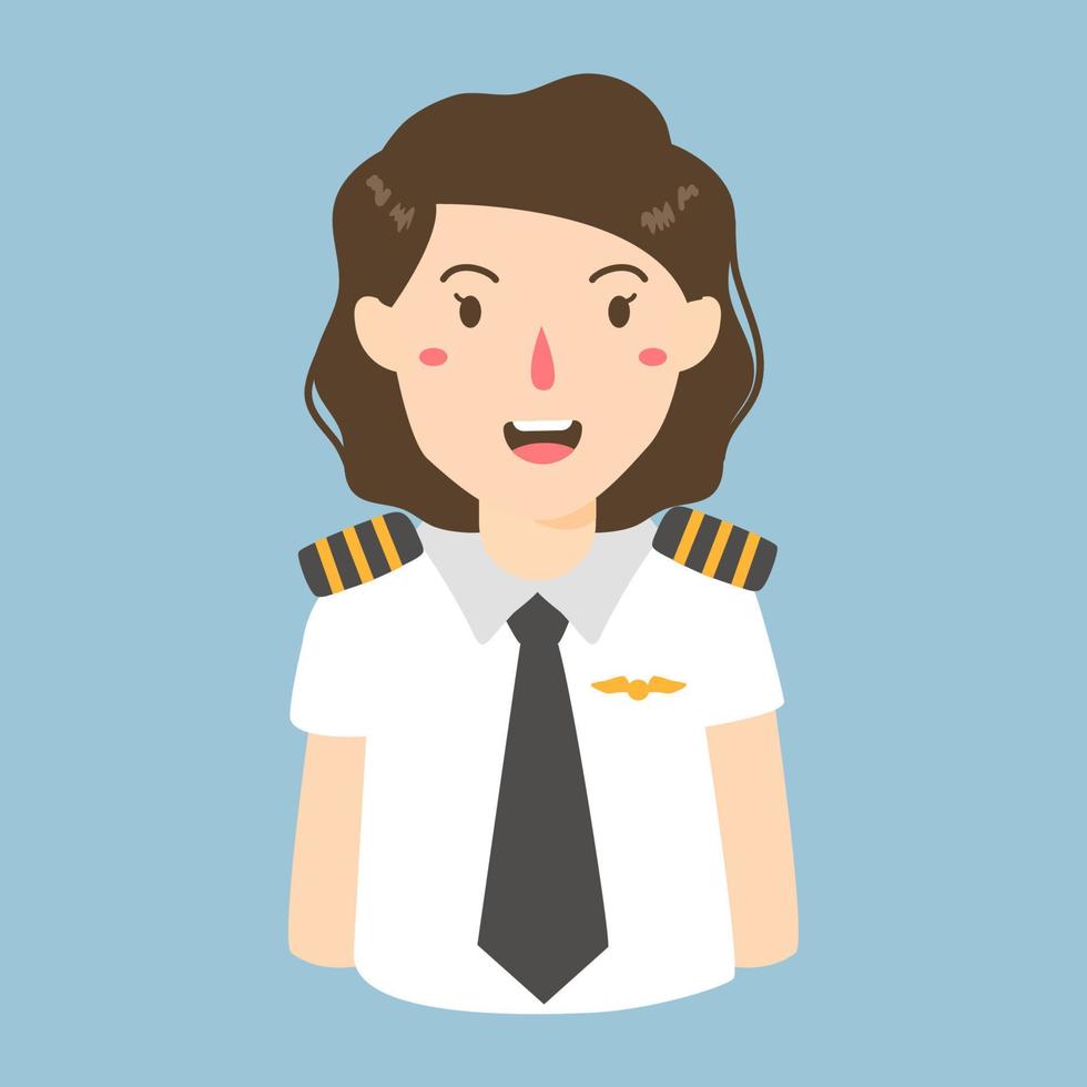 mujer piloto ilustración con uniforme profesional vector