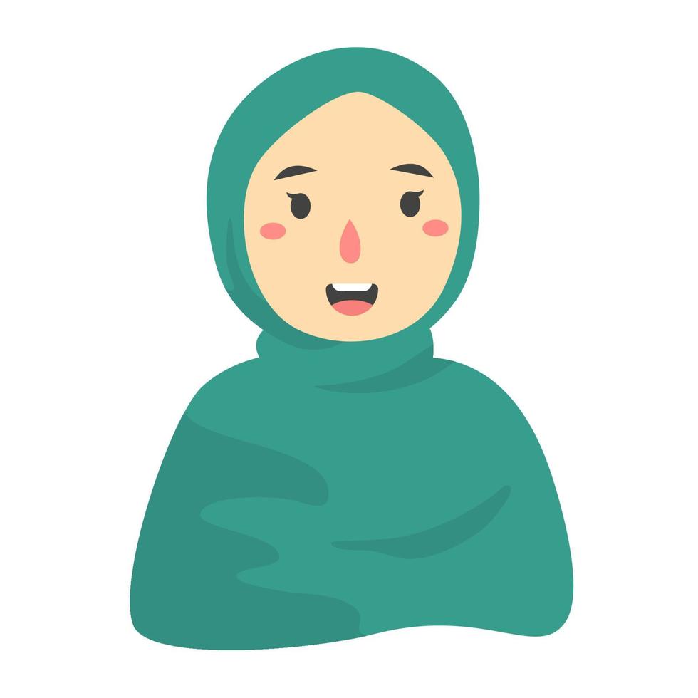 bonitas mujeres hijab con sonrisa de expresión sorprendida vector