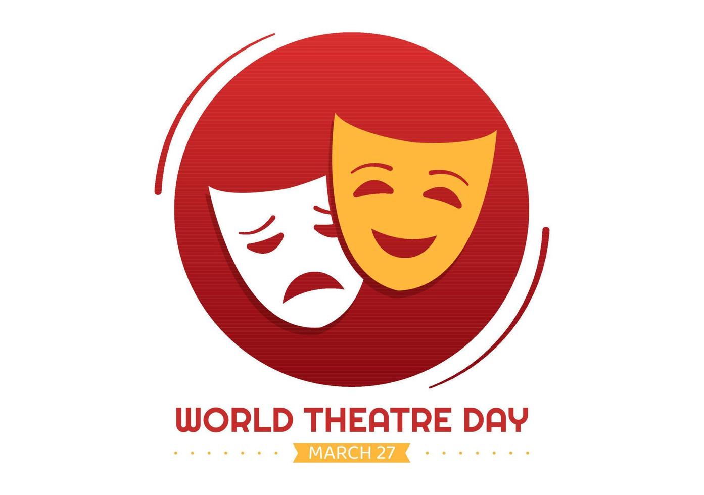 World Theatre Day on March 27 Illustration with Masks and to Celebrate Theater for Web Banner or Landing Page in Flat Cartoon Hand Drawn Templates vector