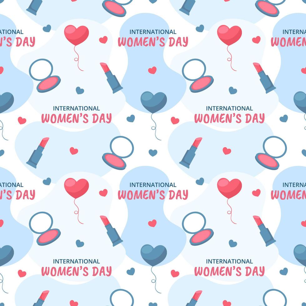 Women Day Seamless Pattern Design with Girl Ornament in Template Hand Drawn Cartoon Flat Illustration vector