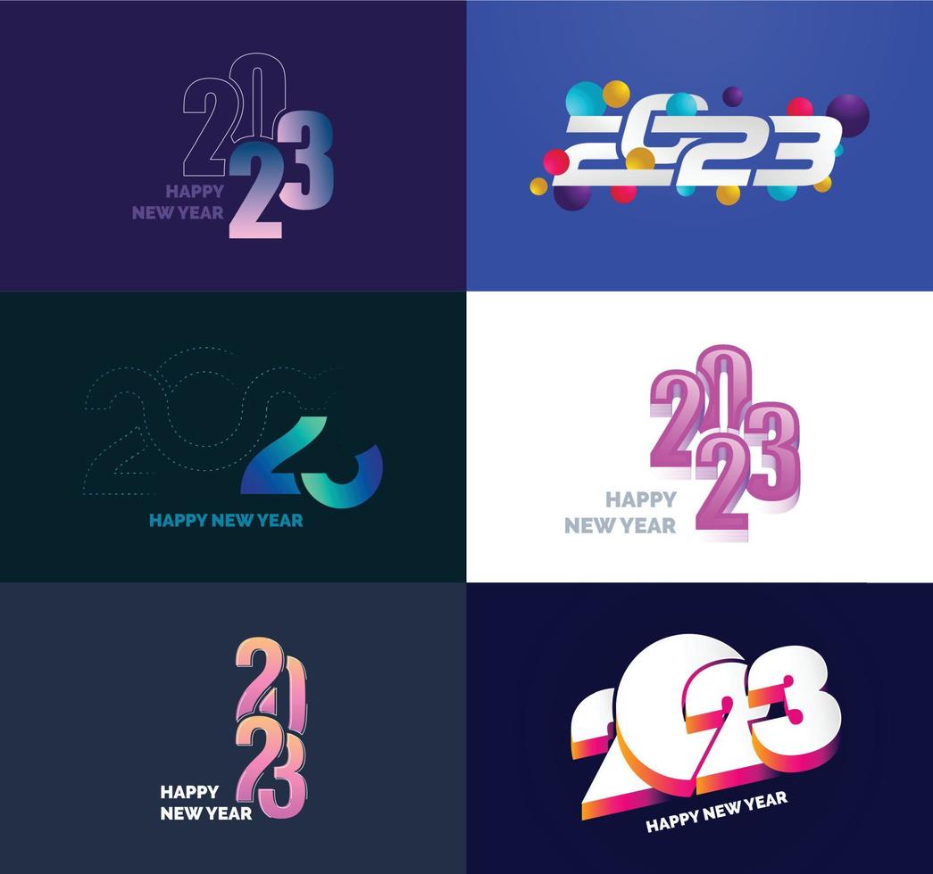 Big Set of 2023 Happy New Year logo text design 2023 number design template vector