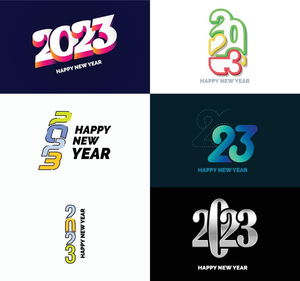 gran conjunto de 2023 feliz año nuevo diseño de texto de logotipo plantilla de diseño de número 2023 vector