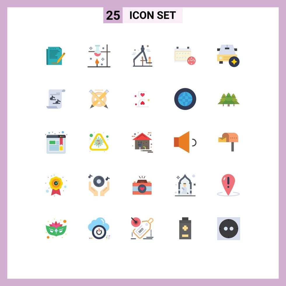 Stock Vector Icon Pack of 25 Line Signs and Symbols for car date science experiment day graphic Editable Vector Design Elements