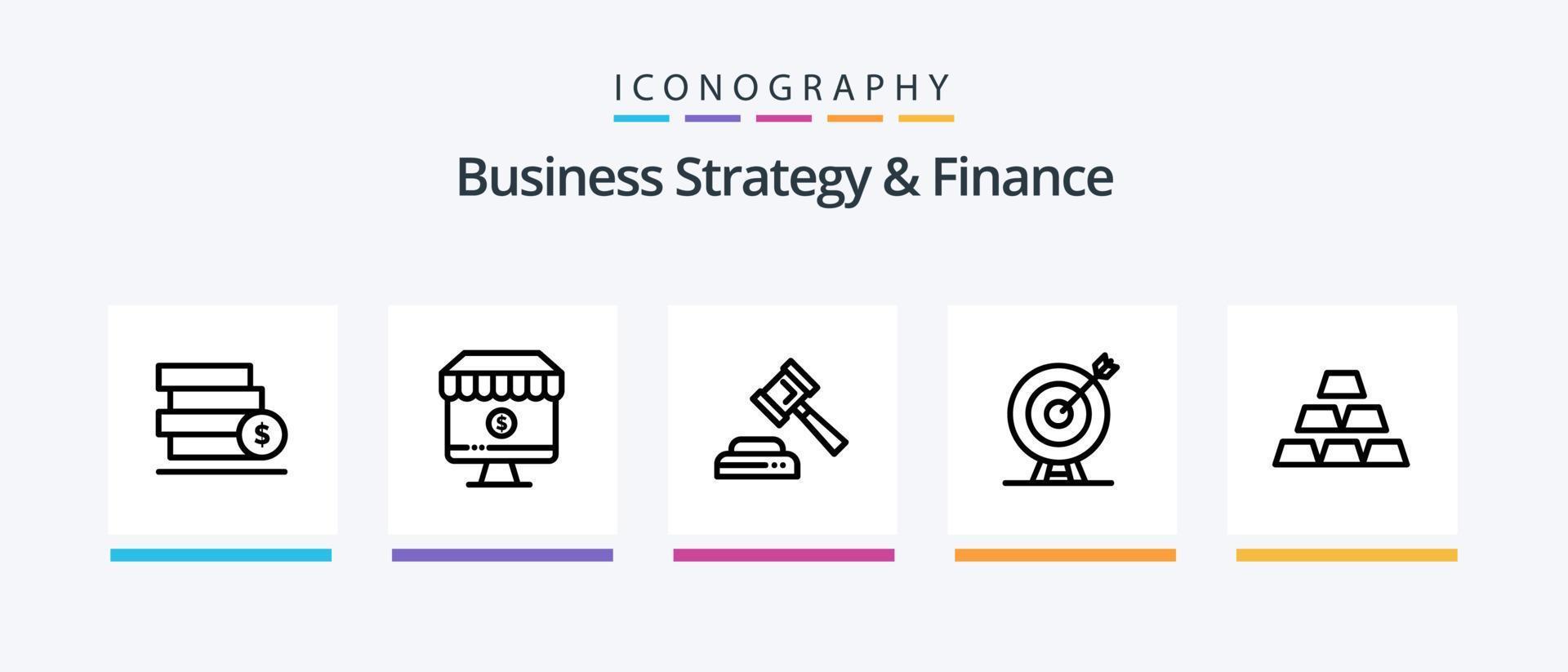 paquete de iconos de línea 5 de estrategia empresarial y finanzas que incluye convertidor. ley. empleado. justicia. portafolio. diseño de iconos creativos vector