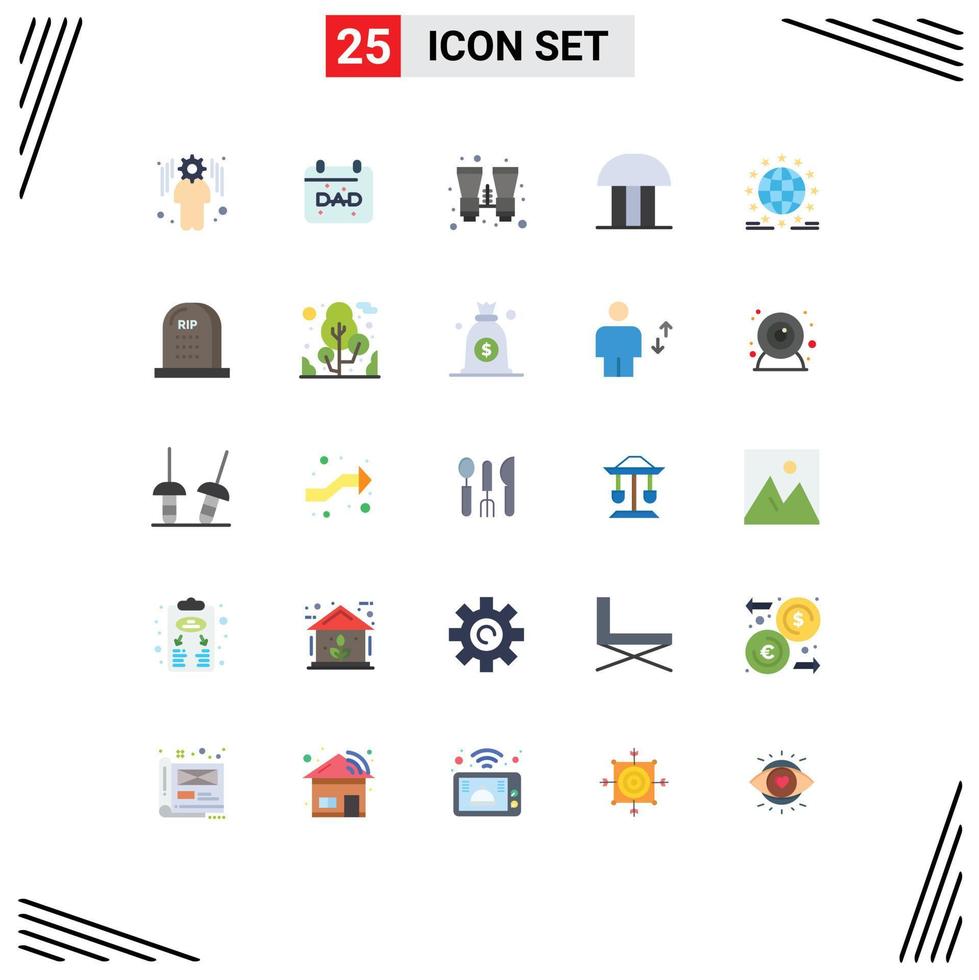 Pack of 25 creative Flat Colors of global courthouse binoculars court of law court Editable Vector Design Elements