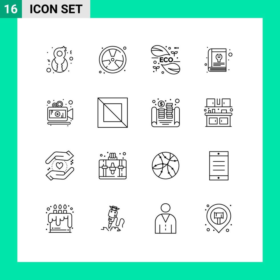 16 Thematic Vector Outlines and Editable Symbols of service manual float book leaf Editable Vector Design Elements