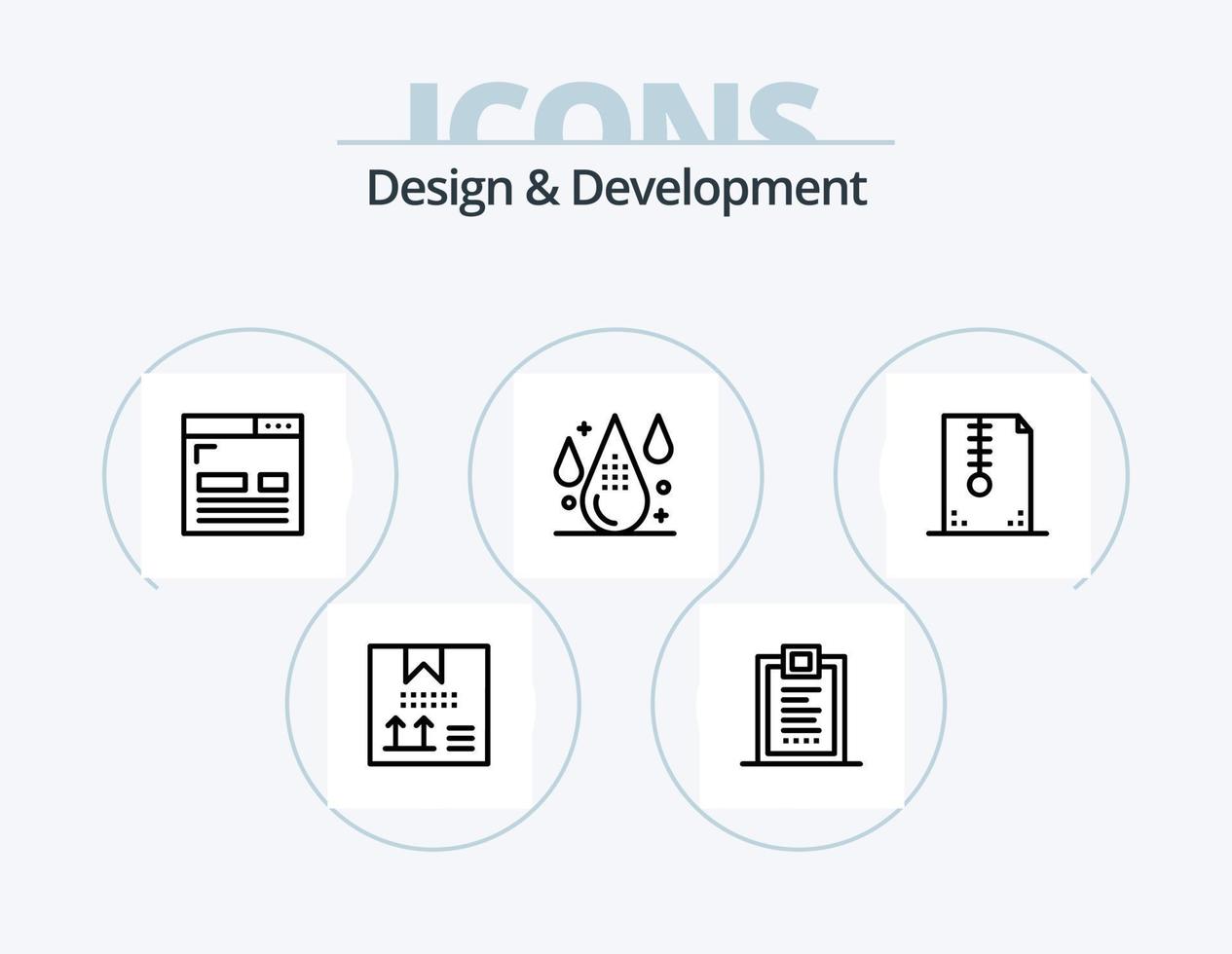 Design and Development Line Icon Pack 5 Icon Design. design. cartridge. design. programing. design vector