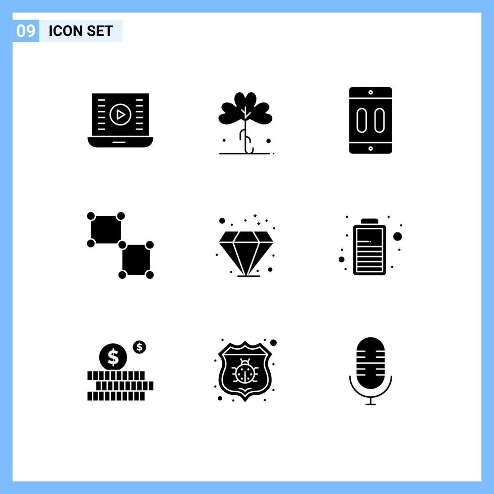 Pack of 9 creative Solid Glyphs of science bound irish pause devices Editable Vector Design Elements