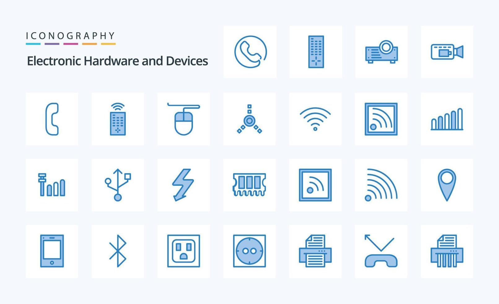 25 Devices Blue icon pack vector