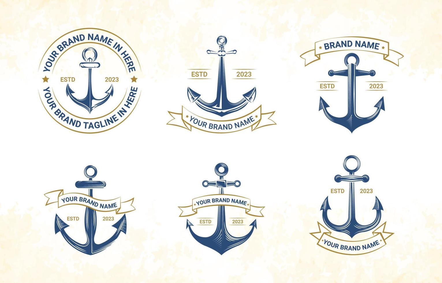 Set Of Vintage Anchor Logos vector