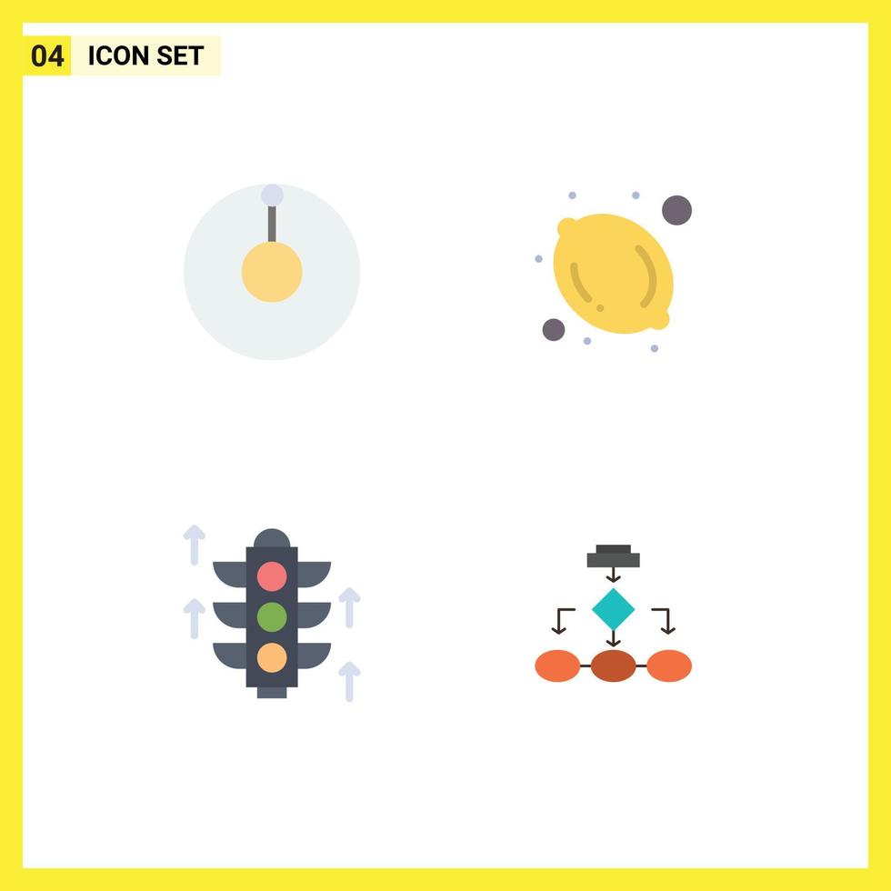 Pack of 4 Modern Flat Icons Signs and Symbols for Web Print Media such as astronomy algorithm food light data architecture Editable Vector Design Elements