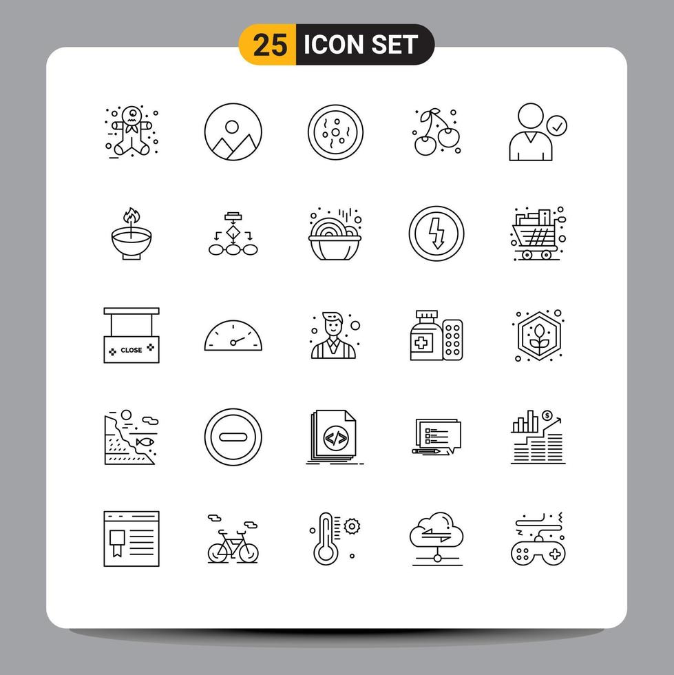 25 Creative Icons Modern Signs and Symbols of celebrate complete petri check food Editable Vector Design Elements