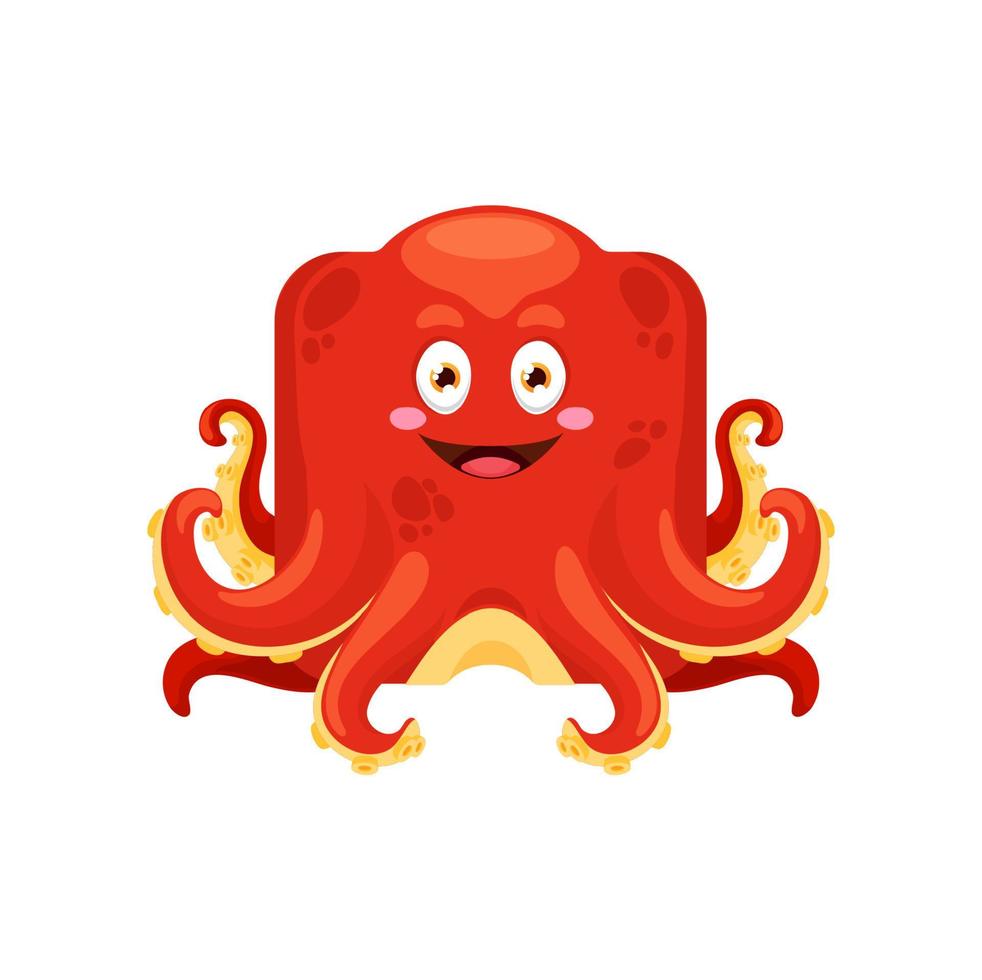 Octopus emoji, kawaii animal square face emoticon vector