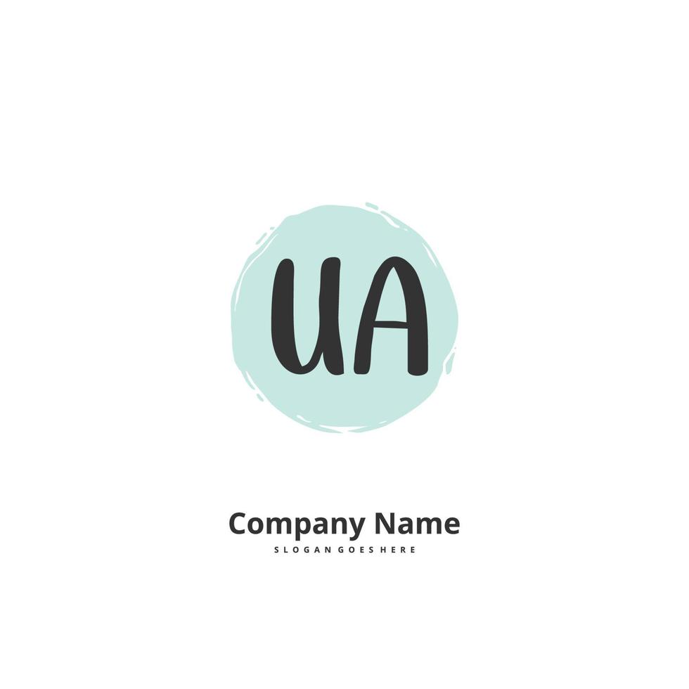 UA Initial handwriting and signature logo design with circle. Beautiful design handwritten logo for fashion, team, wedding, luxury logo. vector