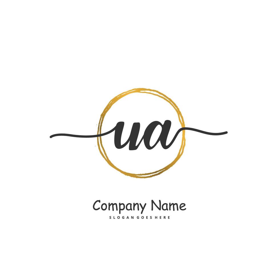 UA Initial handwriting and signature logo design with circle. Beautiful design handwritten logo for fashion, team, wedding, luxury logo. vector