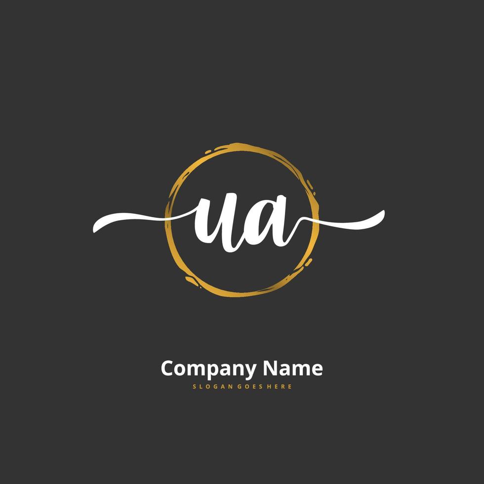UA Initial handwriting and signature logo design with circle. Beautiful design handwritten logo for fashion, team, wedding, luxury logo. vector