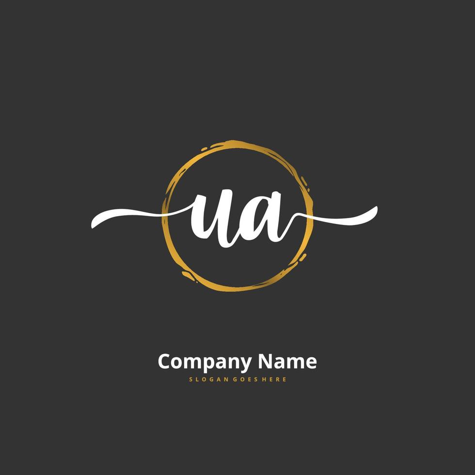 ua escritura a mano inicial y diseño de logotipo de firma con círculo. hermoso diseño de logotipo escrito a mano para moda, equipo, boda, logotipo de lujo. vector