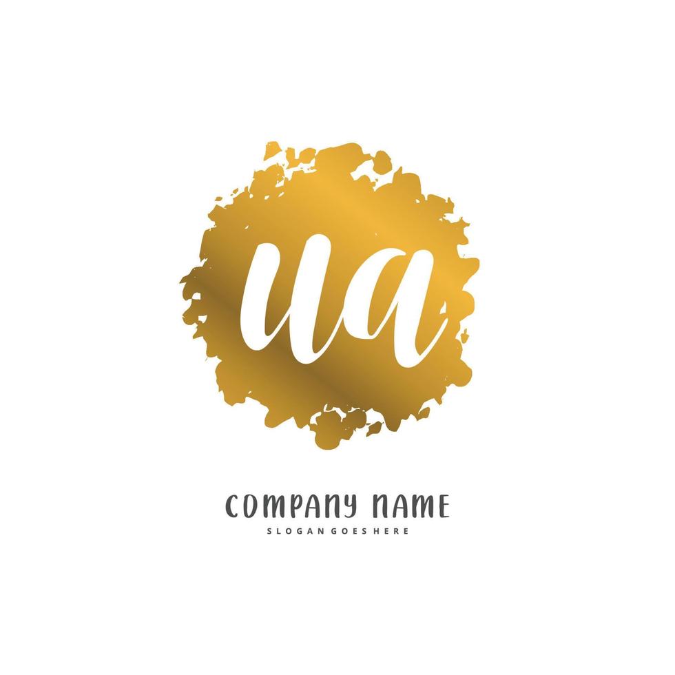 UA Initial handwriting and signature logo design with circle. Beautiful design handwritten logo for fashion, team, wedding, luxury logo. vector