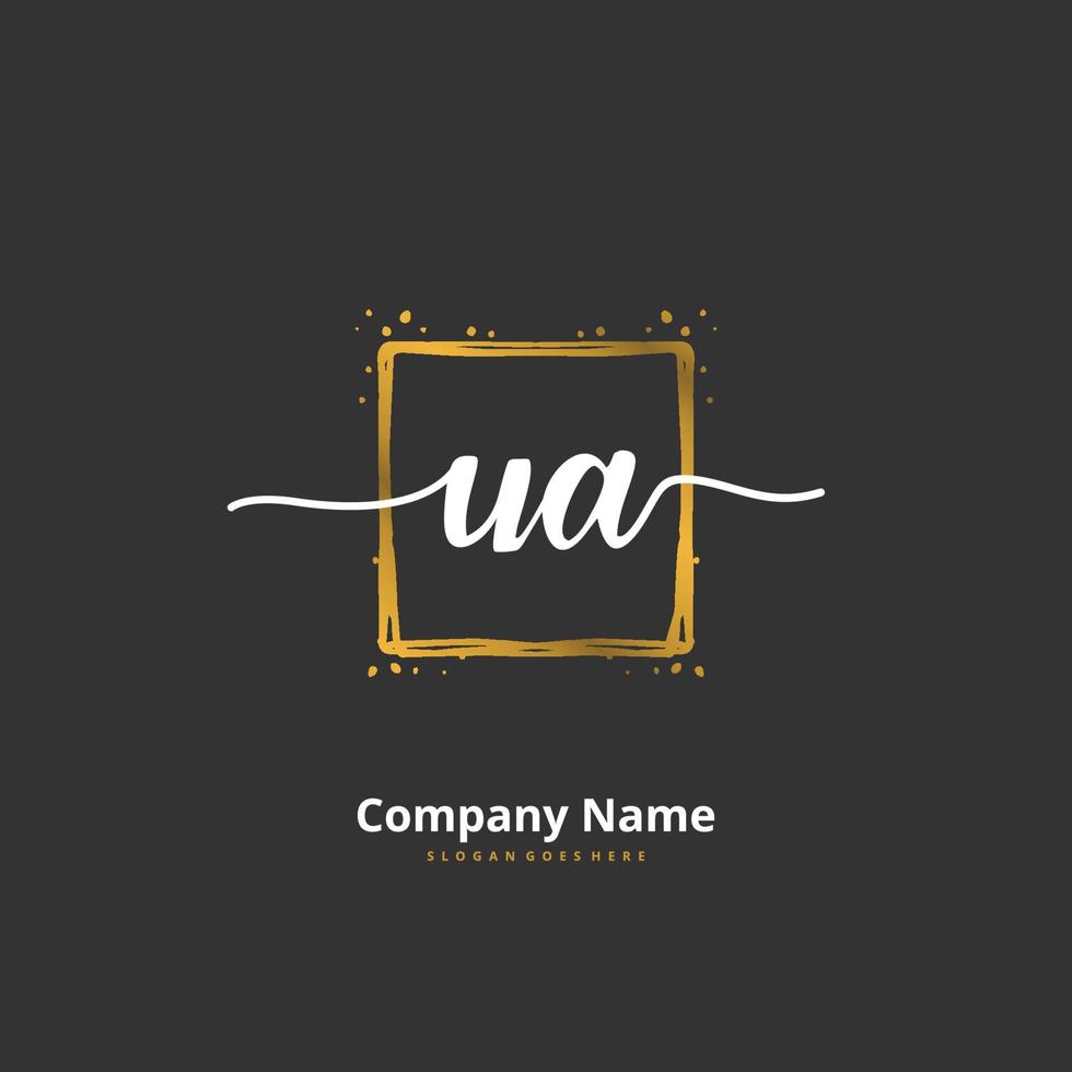 UA Initial handwriting and signature logo design with circle. Beautiful design handwritten logo for fashion, team, wedding, luxury logo. vector