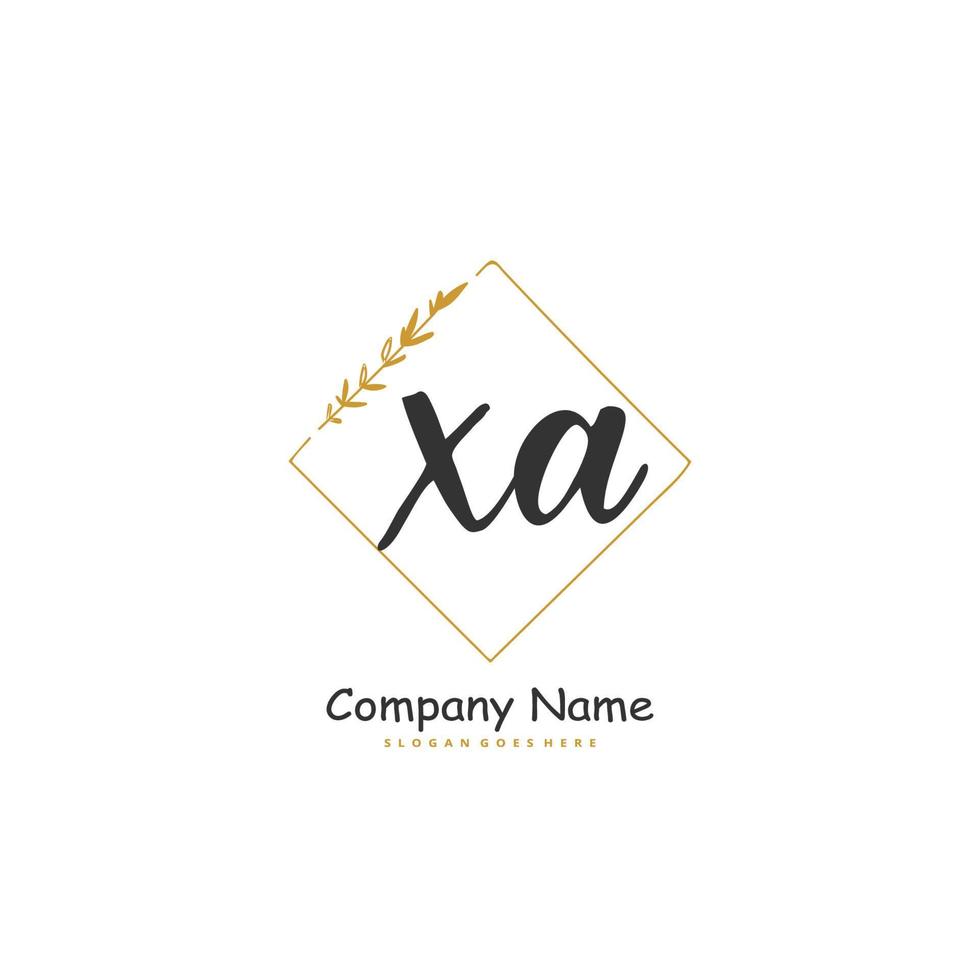 xa Initial handwriting and signature logo design with circle. Beautiful design handwritten logo for fashion, team, wedding, luxury logo. vector