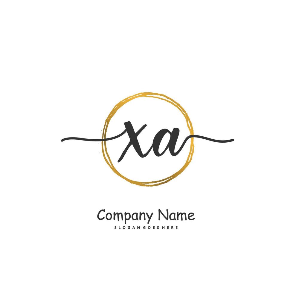 xa Initial handwriting and signature logo design with circle. Beautiful design handwritten logo for fashion, team, wedding, luxury logo. vector