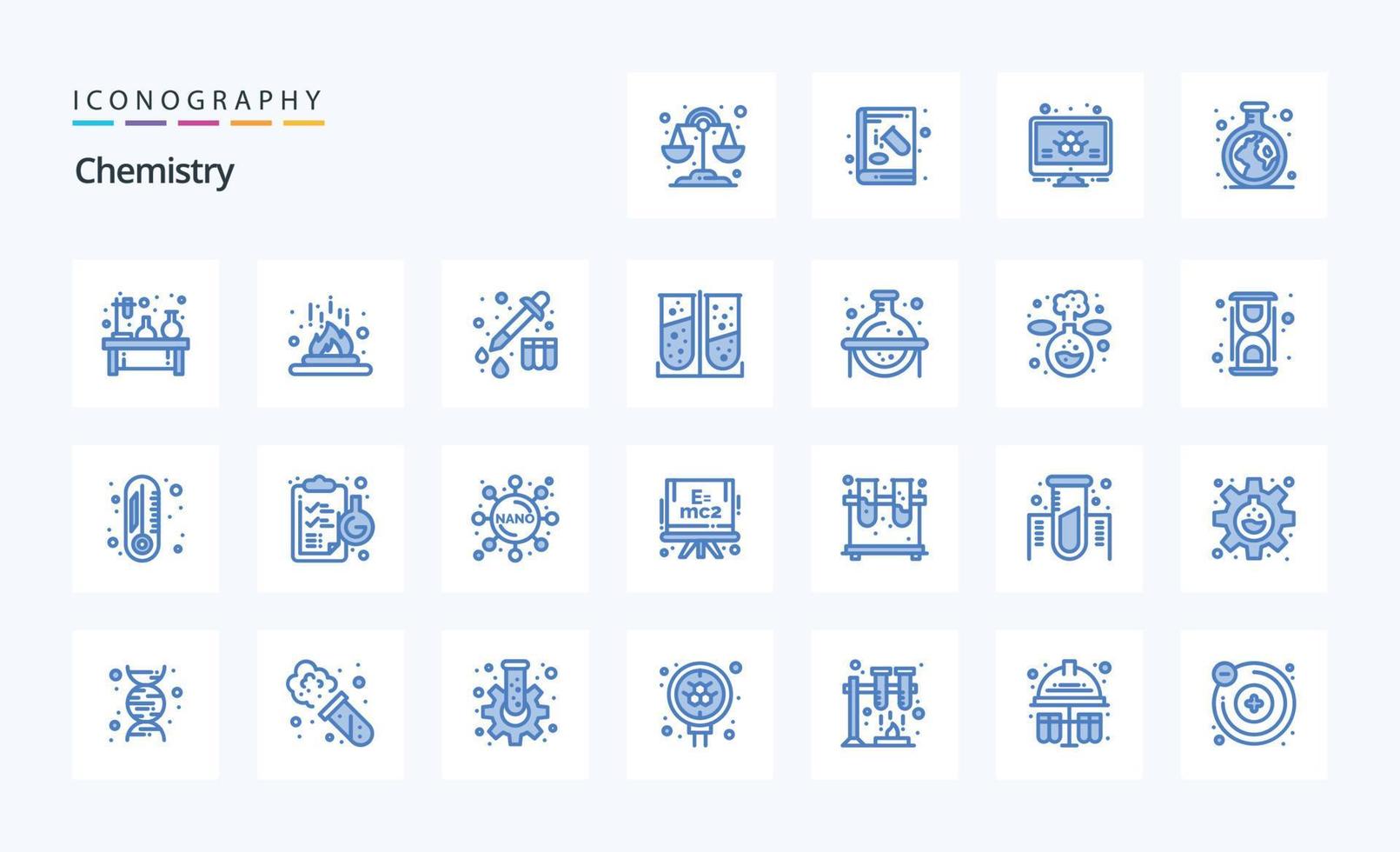 25 Chemistry Blue icon pack vector