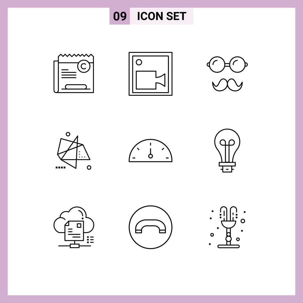 Mobile Interface Outline Set of 9 Pictograms of special graphics video effects specs Editable Vector Design Elements