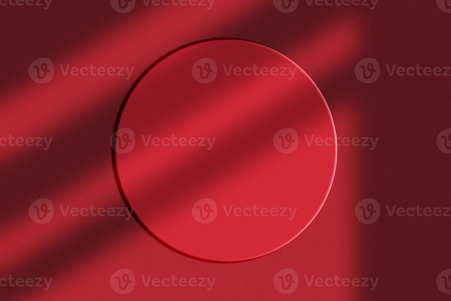 Abstract background top view in red color and moody shadows with geometric podium platform for products presentation. 3D Render illustration. photo