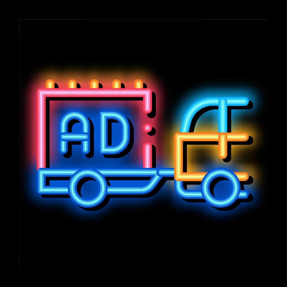 moving advertisement by car neon glow icon illustration vector