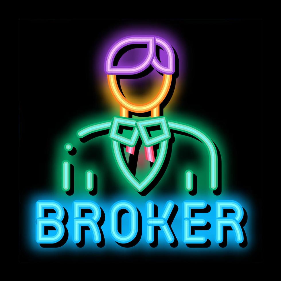 broker man neon glow icon illustration vector