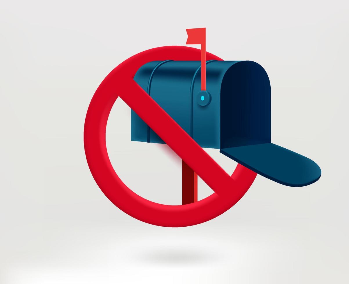 No delivery concept with empty mailbox icon. 3d vector illustration