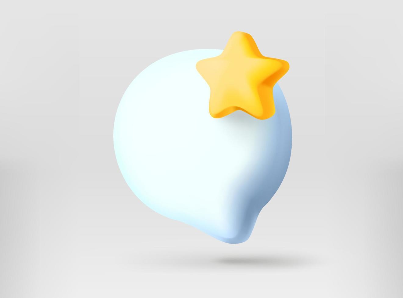 Speech cloud with rating golden star. 3d vector illustration