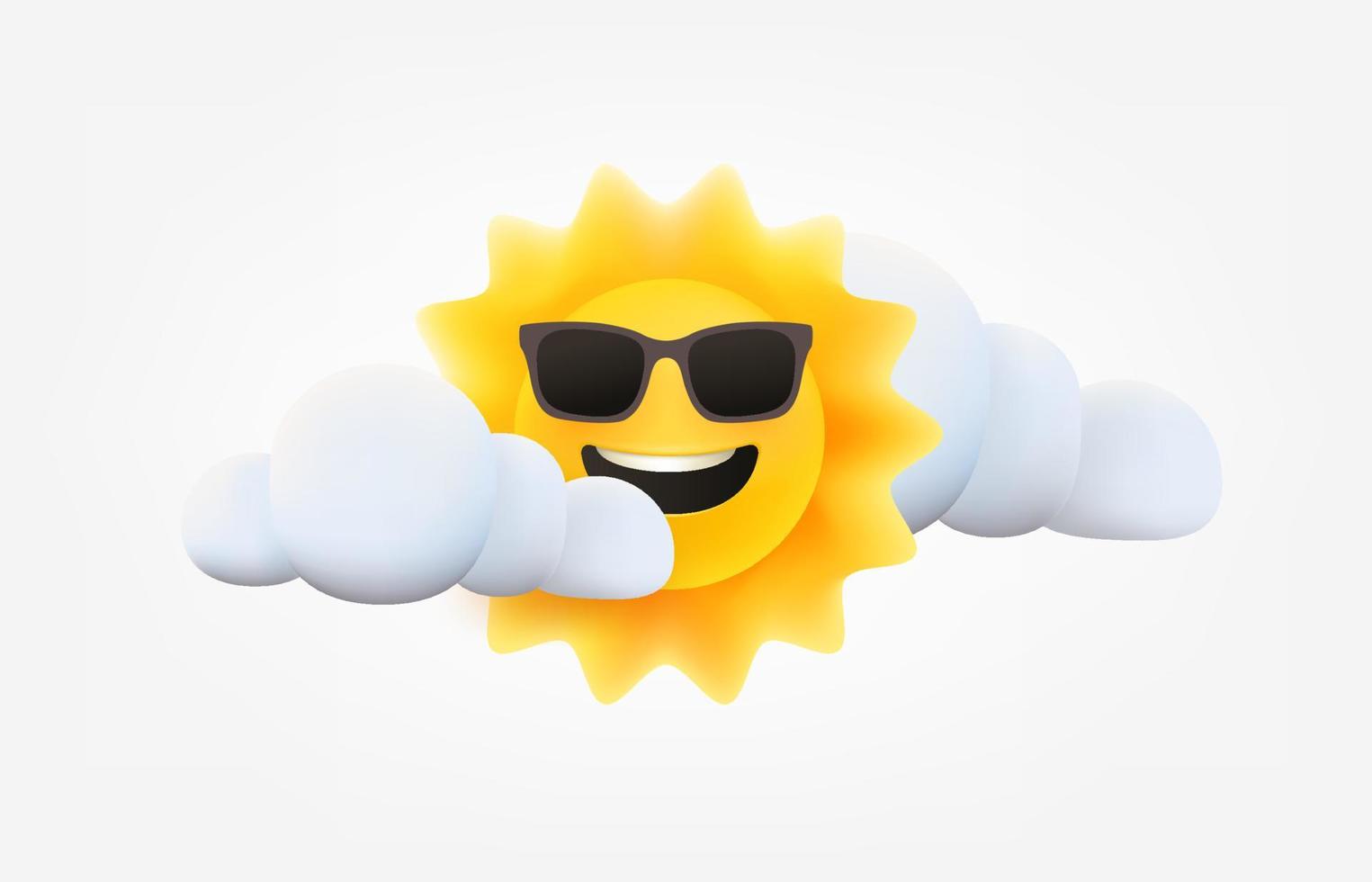 Sunny weather with clouds concept. Forecast 3d vector illustration isolated on white background