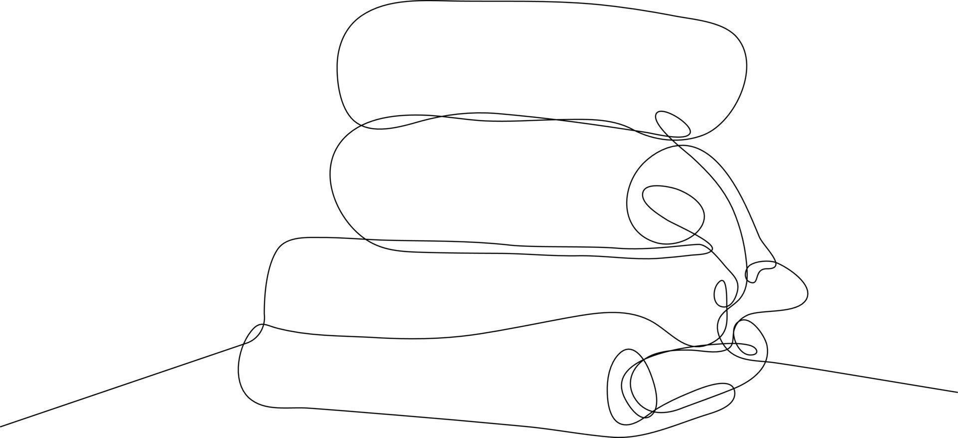 Continuous one line drawing stacked folded clothes. Clothing concept. Single line draw design vector graphic illustration.