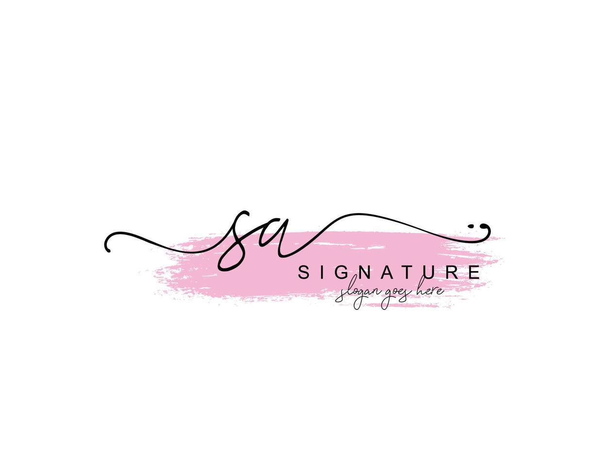 Initial SA beauty monogram and elegant logo design, handwriting logo of initial signature, wedding, fashion, floral and botanical with creative template. vector