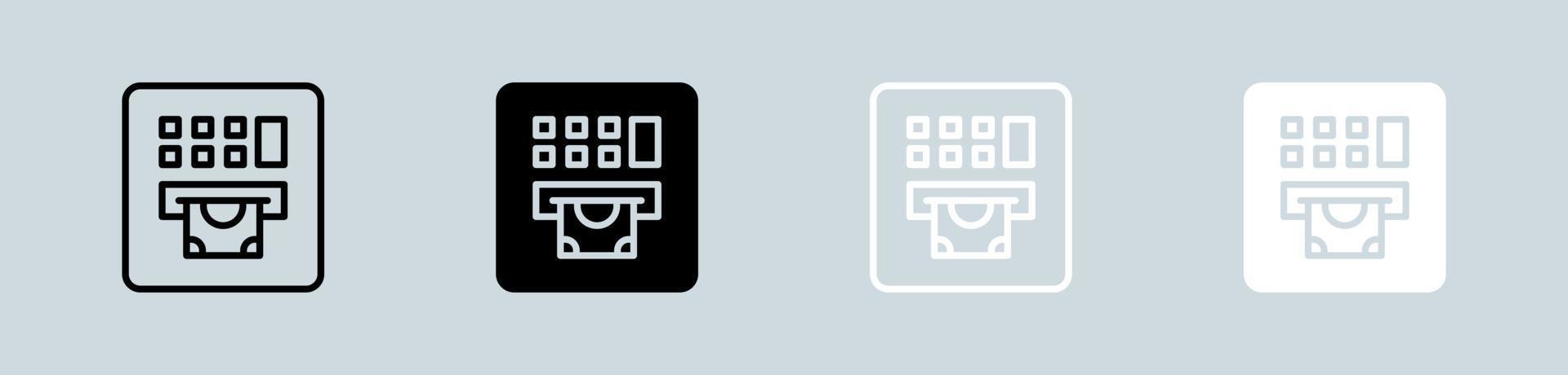 ATM machine icon set in black and white. Withdrawal signs vector illustration.