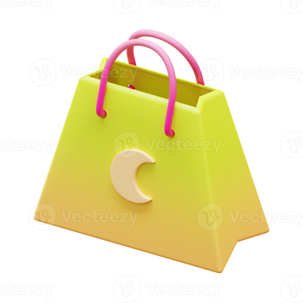 Ramadan Shopping Bag Isometric 3D Render Element png